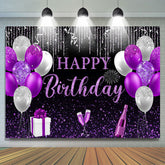 Lofaris Purple Sliver Glitter Balloon Gift Birthday Backdrop